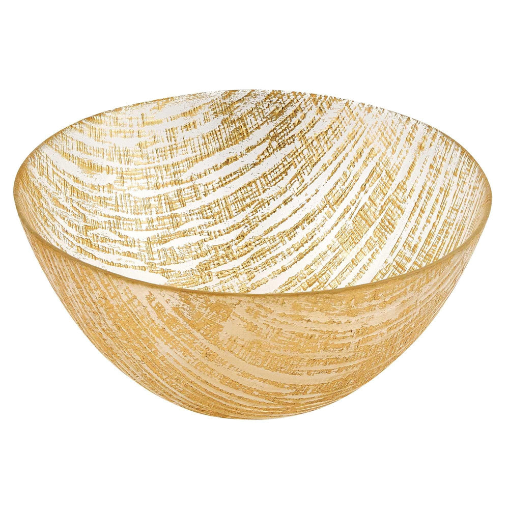 8 Hand Crafted Glass Gold Accent Salad Or Serving Bowl - Homeroots