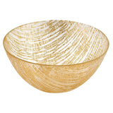 8 Hand Crafted Glass Gold Accent Salad Or Serving Bowl - Homeroots