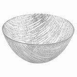11" Clear and Silver Handcrafted Glass Round Salad Serve Bowl - Homeroots - Flyclothing LLC