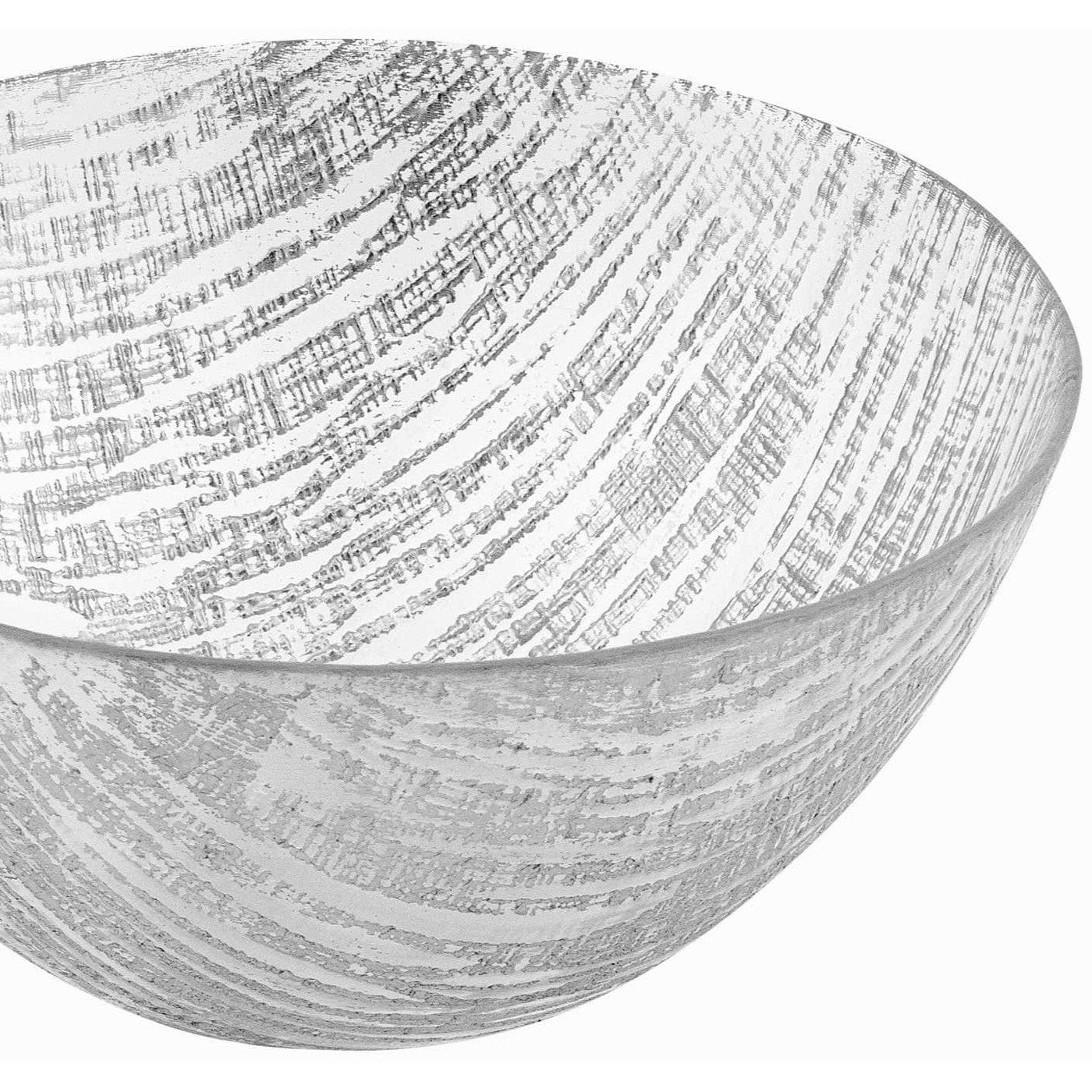 11" Clear and Silver Handcrafted Glass Round Salad Serve Bowl - Homeroots - Flyclothing LLC