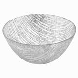 11" Clear and Silver Handcrafted Glass Round Salad Serve Bowl - Homeroots - Flyclothing LLC