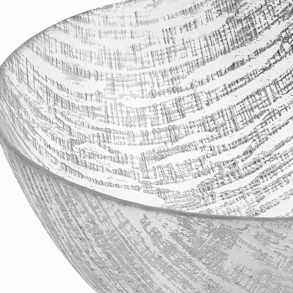 11" Clear and Silver Handcrafted Glass Round Salad Serve Bowl - Homeroots