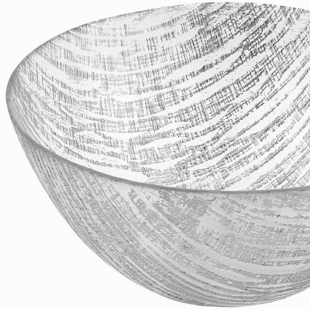 11" Clear and Silver Handcrafted Glass Round Salad Serve Bowl - Homeroots - Flyclothing LLC