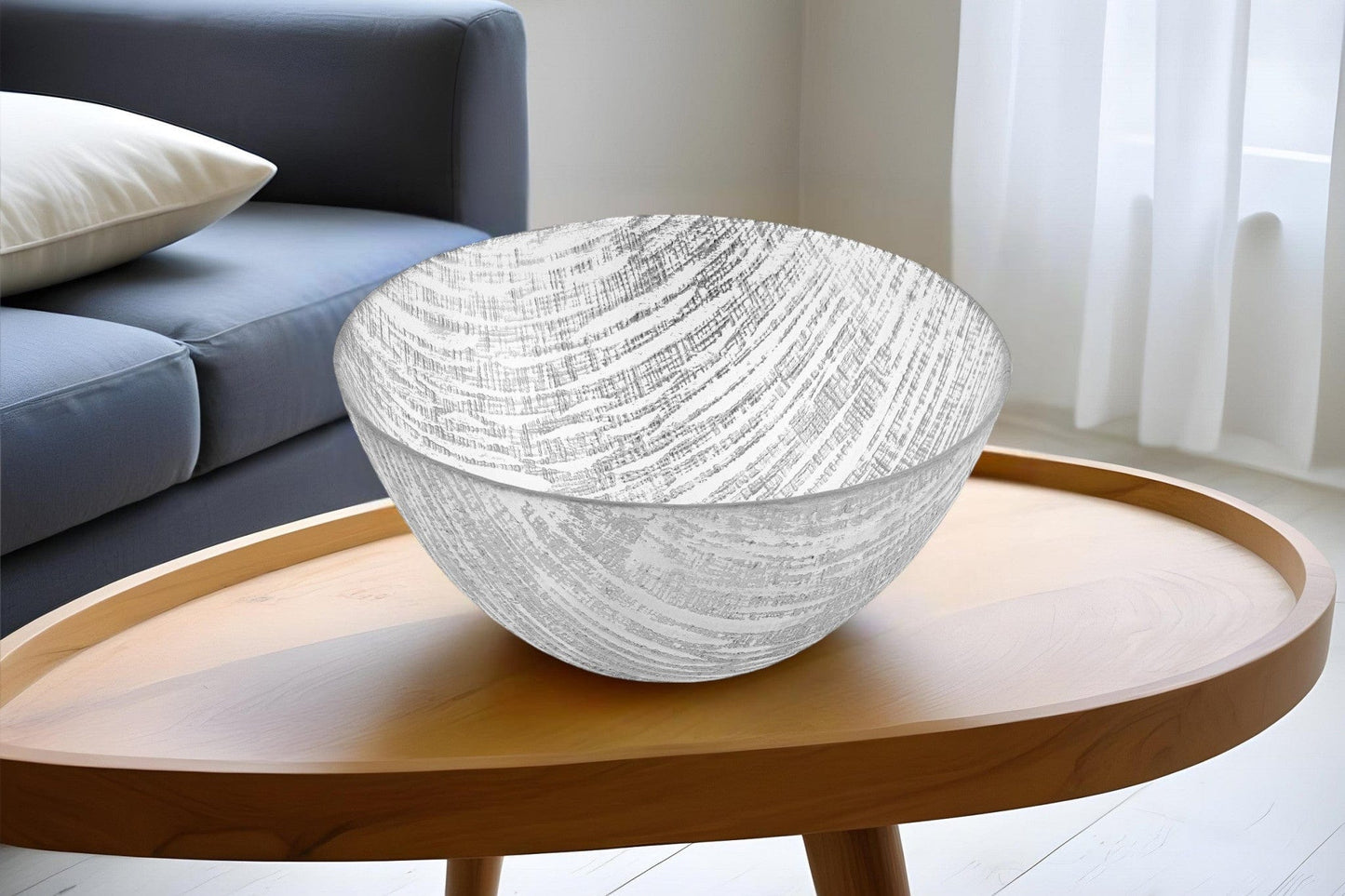 11" Clear and Silver Handcrafted Glass Round Salad Serve Bowl - Homeroots - Flyclothing LLC