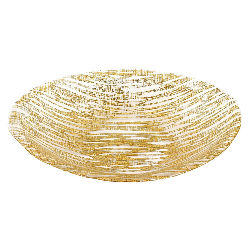 9 Hand Crafted Glass Oval Gold Salad Or Centerpiece Bowl - Homeroots