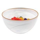 6 Hand Crafted White Gold Glass Bowl With Gold Rim - Homeroots - Flyclothing LLC