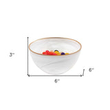 6 Hand Crafted White Gold Glass Bowl With Gold Rim - Homeroots - Flyclothing LLC