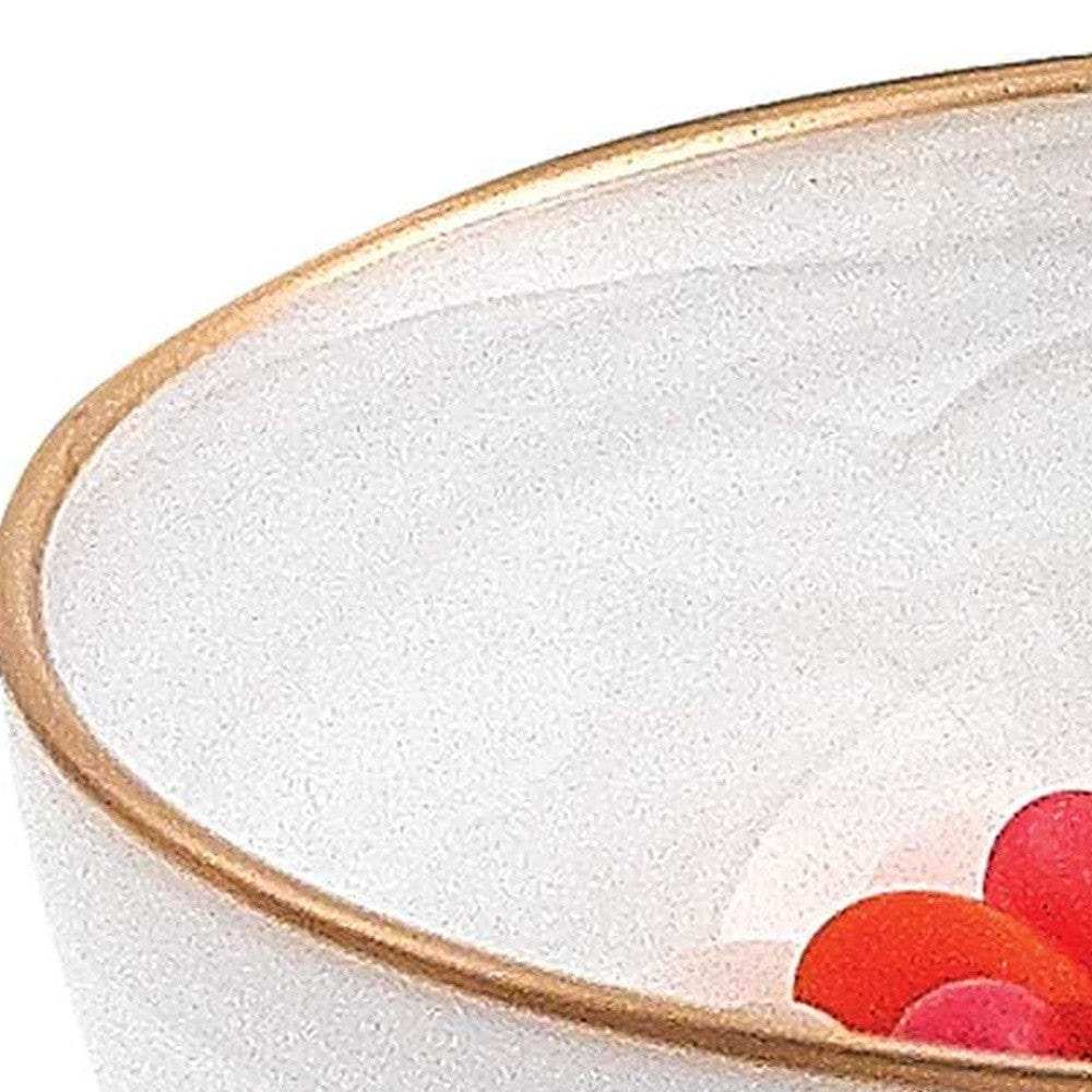 6 Hand Crafted White Gold Glass Bowl With Gold Rim - Homeroots - Flyclothing LLC