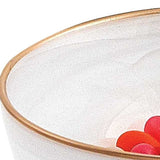 6 Hand Crafted White Gold Glass Bowl With Gold Rim - Homeroots