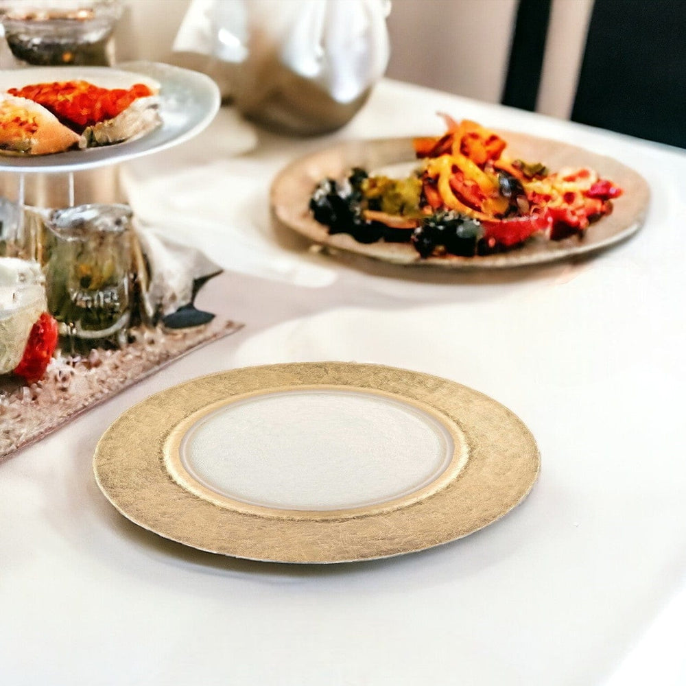 13" Gold Leaf Glass Charger Plate - Homeroots