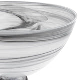 10" Black and Gray Swirl Mouth Blown Glass Footed Centerpiece Bowl - Homeroots