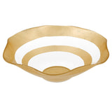 9" Clear and Gold Glass Round Ruffle Centerpiece Bowl - Homeroots