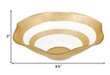 9" Clear and Gold Glass Round Ruffle Centerpiece Bowl - Homeroots - Flyclothing LLC