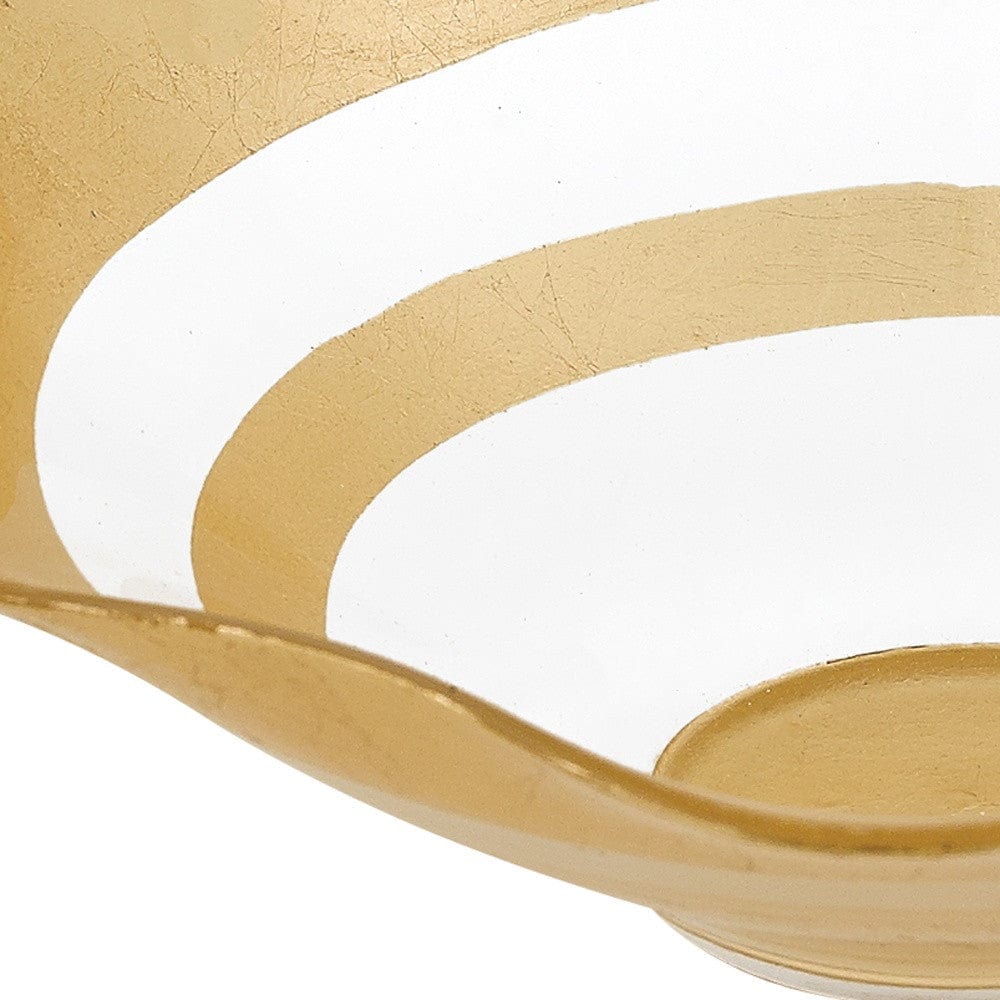 9" Clear and Gold Glass Round Ruffle Centerpiece Bowl - Homeroots - Flyclothing LLC