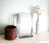 8" Crystal Glass Clear Rectangle Table Vase - Homeroots
