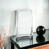 8" Crystal Glass Clear Rectangle Table Vase - Homeroots