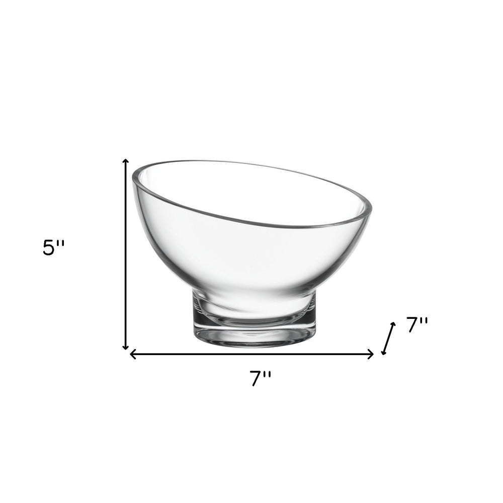 7" Clear Mouth Blown Slant Edge Glass Candy Bowl - Homeroots