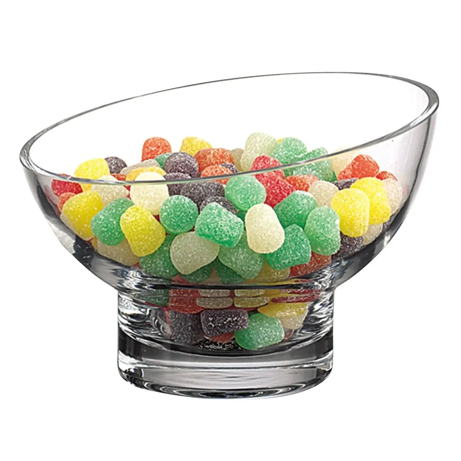 7" Clear Mouth Blown Slant Edge Glass Candy Bowl - Homeroots - Flyclothing LLC