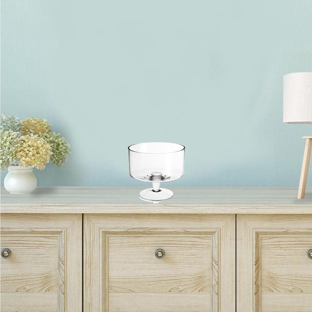 10" Clear Mouth Blown Crystal Round Trifle Bowl - Homeroots