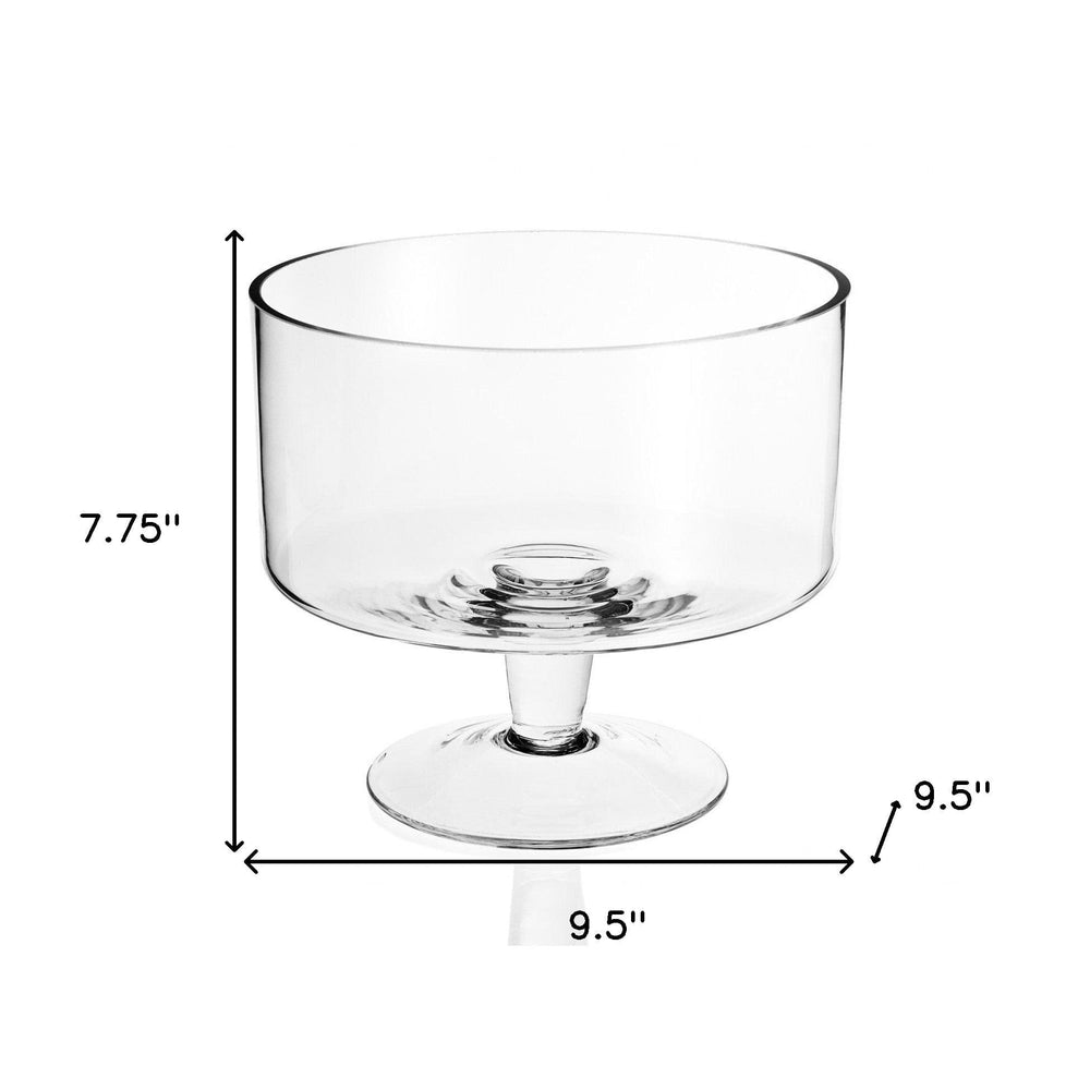 10" Clear Mouth Blown Crystal Round Trifle Bowl - Homeroots