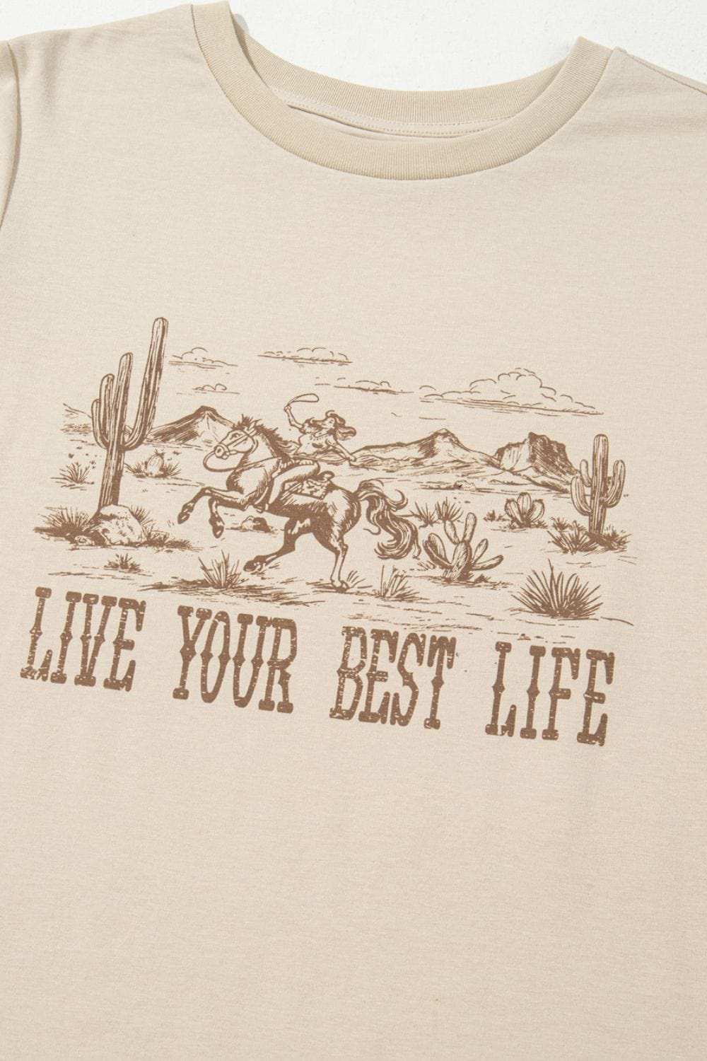 LIVE YOUR BEST LIFE Western Graphic Short Sleeve T-Shirt - Trendsi - Flyclothing LLC