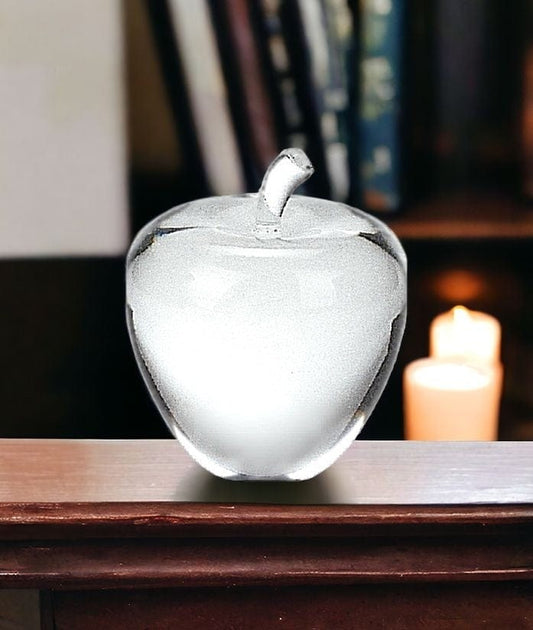 4" Clear Crystal Apple Paperweight Tabletop Sculpture - Homeroots