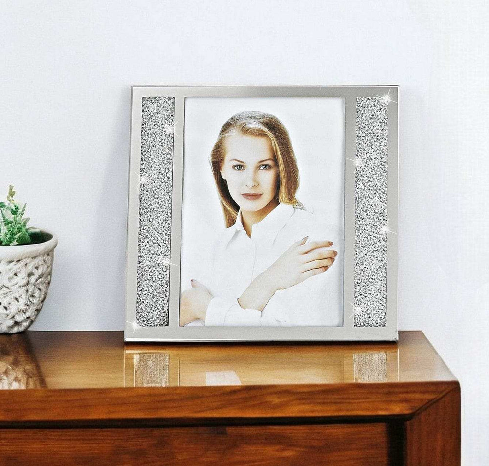 8 X 10 Silver Crystalized Picture Frame - Homeroots - Flyclothing LLC