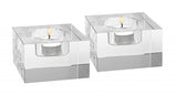 Hand Crafted Crystal Block Pair Of Tlite Holders - Homeroots