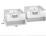 Hand Crafted Crystal Block Pair Of Tlite Holders - Homeroots - Flyclothing LLC