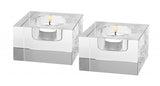 Hand Crafted Crystal Block Pair Of Tlite Holders - Homeroots