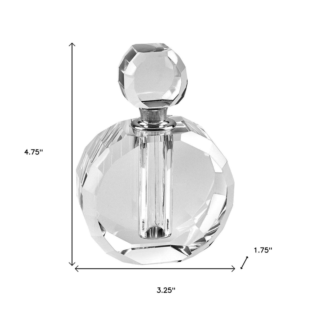 5" Clear Crystal Decorative Bottle Tabletop Sculpture - Homeroots - Flyclothing LLC