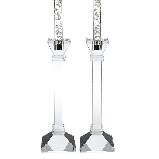 Hand Crafted Crystal Pair Classic Candle Holders - Homeroots - Flyclothing LLC