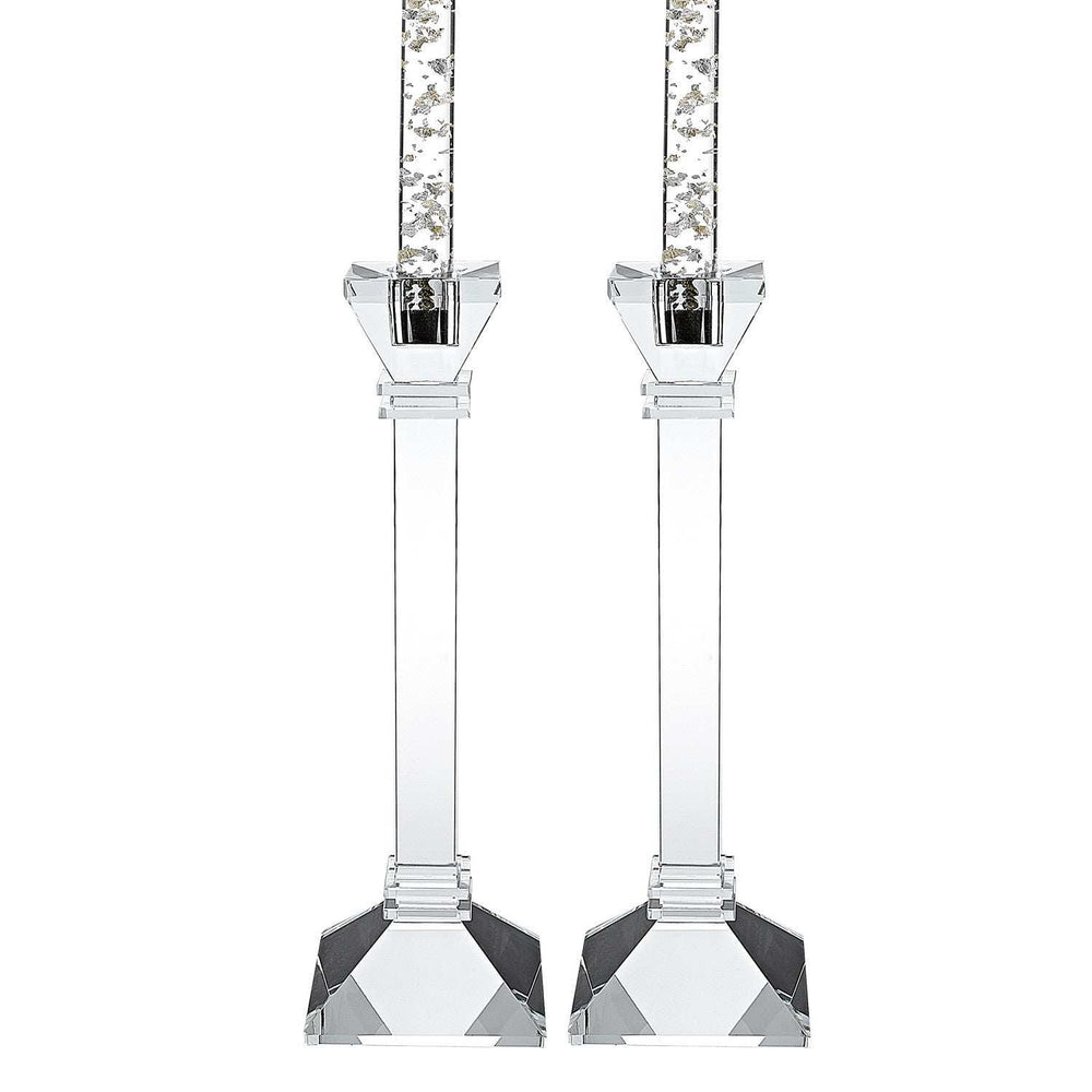 Hand Crafted Crystal Pair Classic Candle Holders - Homeroots - Flyclothing LLC