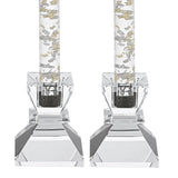 Hand Crafted Crystal Pair Of Handcrafted Candle Holders - Homeroots