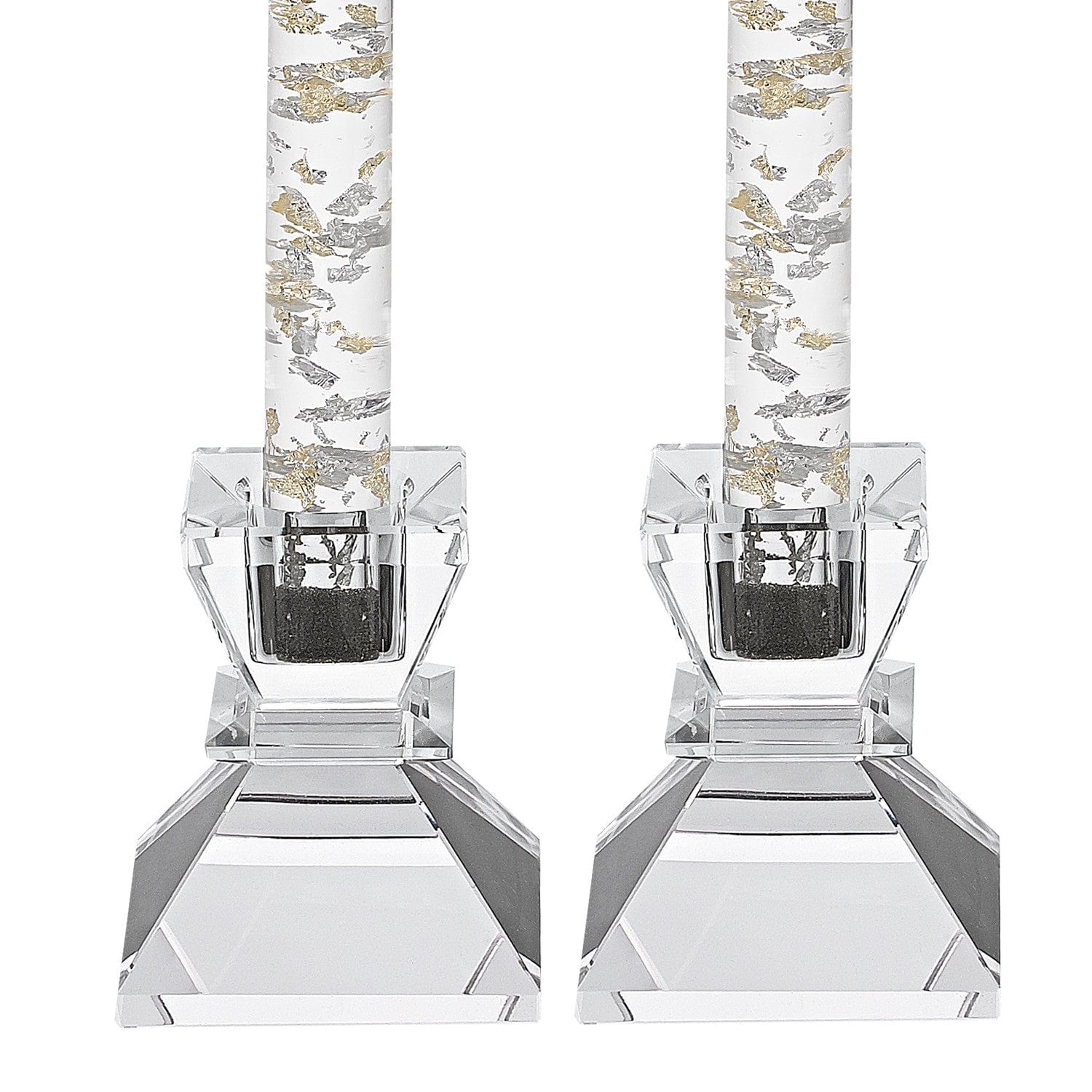 Hand Crafted Crystal Pair Of Handcrafted Candle Holders - Homeroots