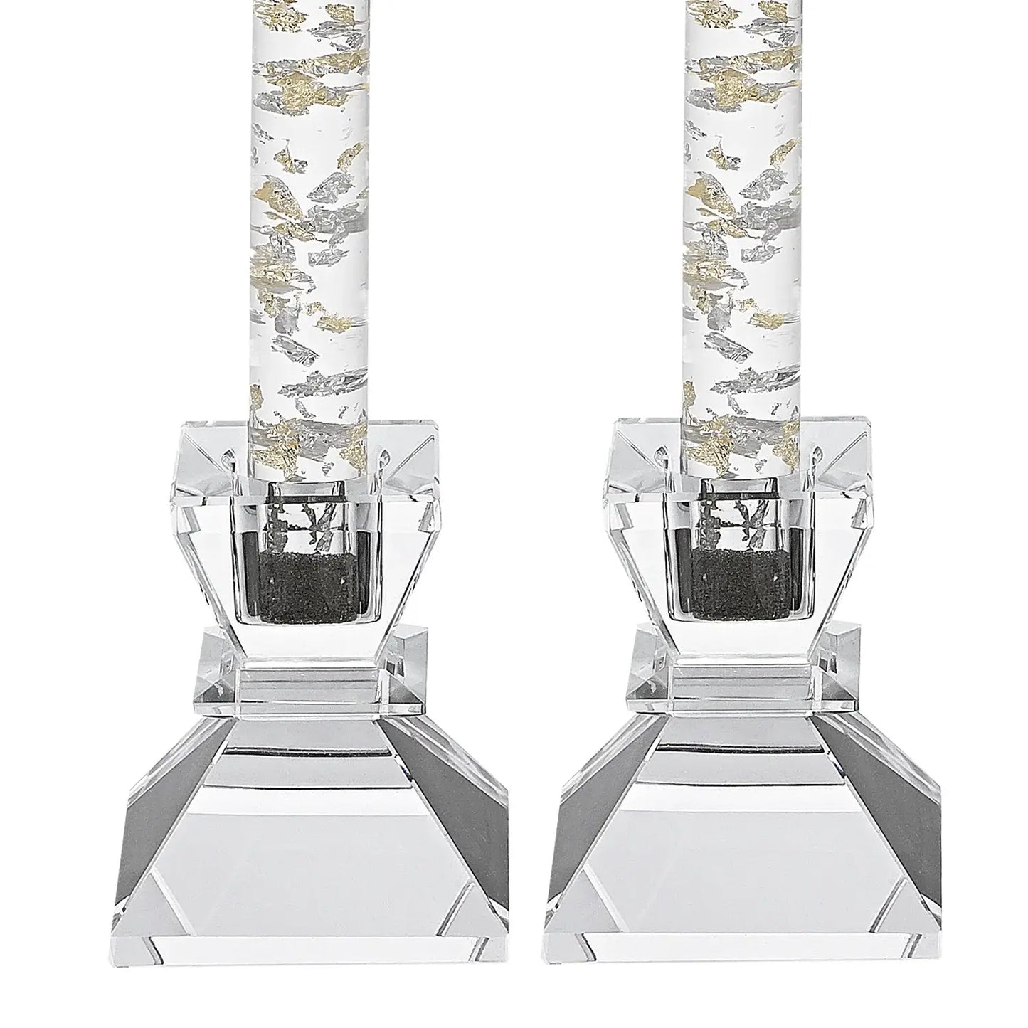 Hand Crafted Crystal Pair Of Handcrafted Candle Holders - Homeroots - Flyclothing LLC