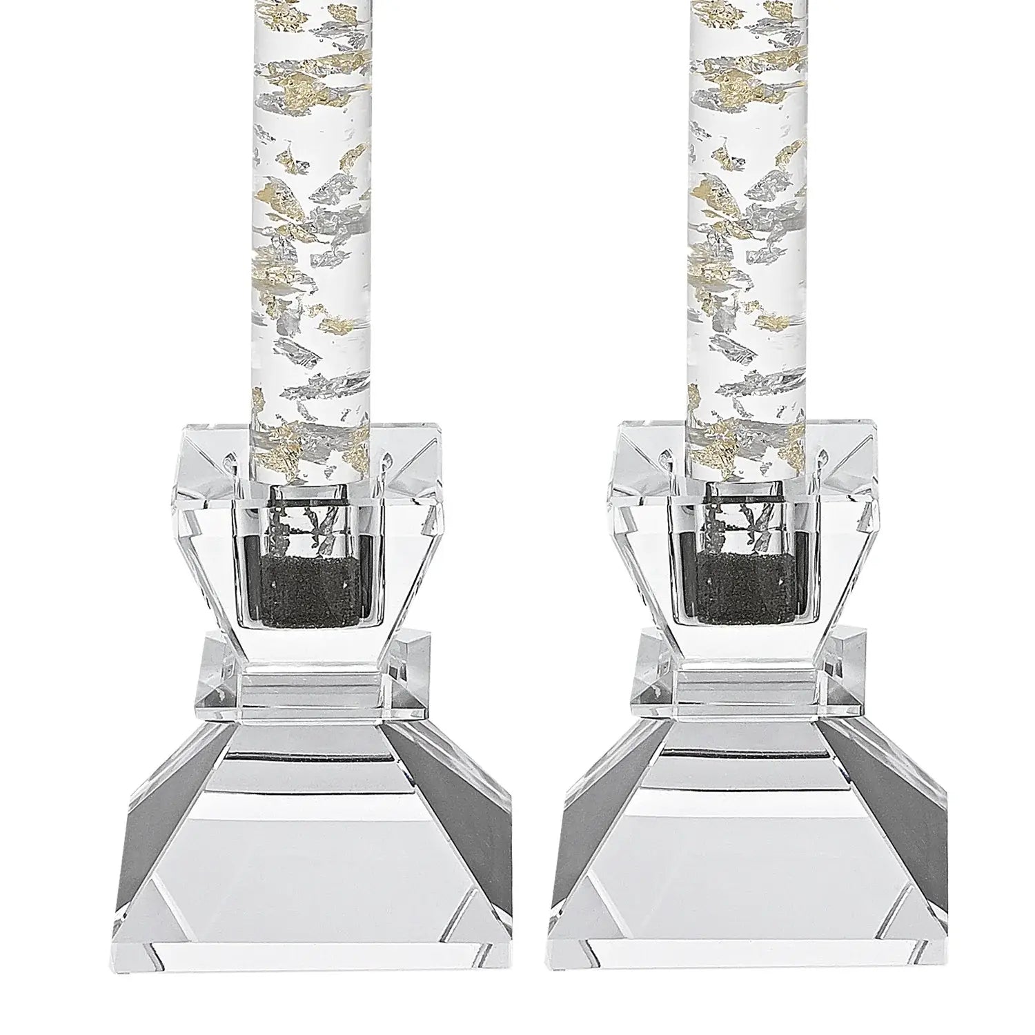 Hand Crafted Crystal Pair Of Handcrafted Candle Holders - Homeroots - Flyclothing LLC