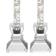 Hand Crafted Crystal Pair Of Handcrafted Candle Holders - Homeroots