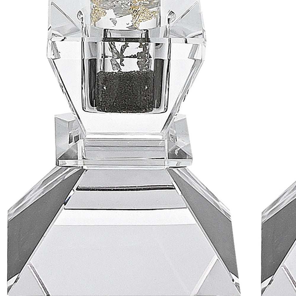 Hand Crafted Crystal Pair Of Handcrafted Candle Holders - Homeroots - Flyclothing LLC