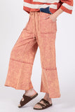 SAGE + FIG Mineral Washed Terry Wide Leg Pants - Trendsi