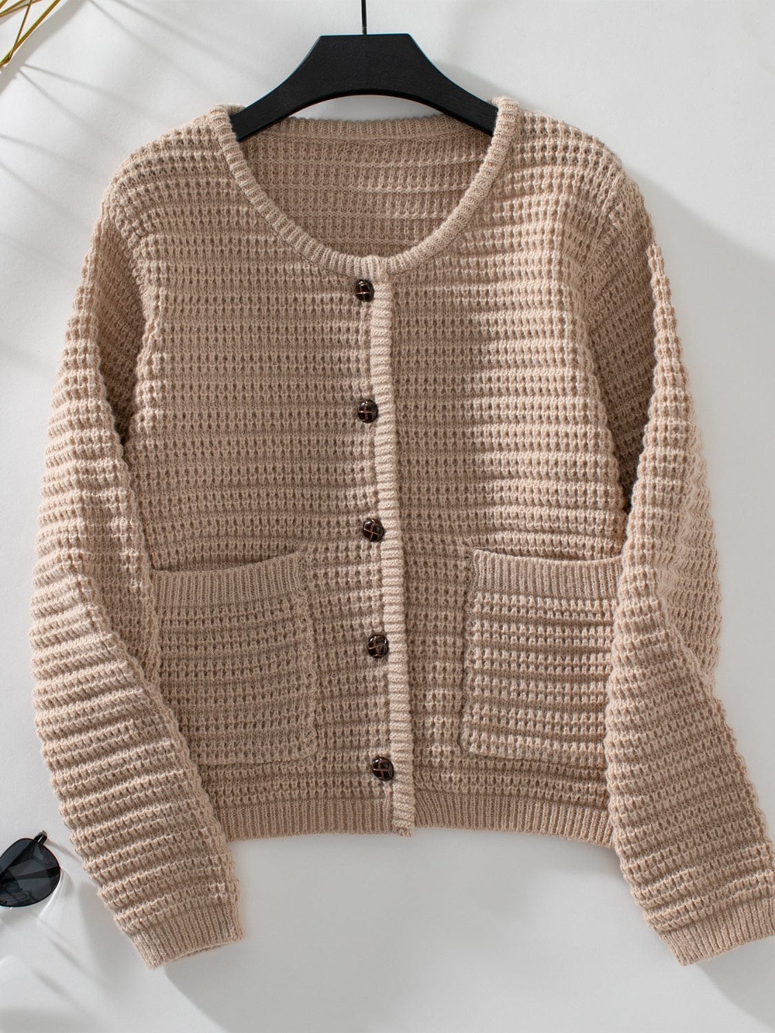 BUtton Up Long Sleeve Cardigan - Trendsi