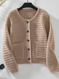 BUtton Up Long Sleeve Cardigan - Trendsi