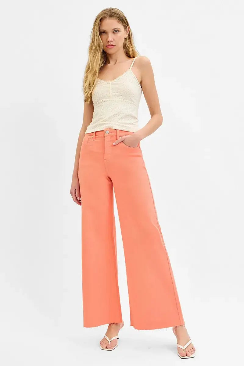 RISEN Full Size Tummy Control High Rise Wide Leg Palazzo Jeans Plus Size - Trendsi - Flyclothing LLC