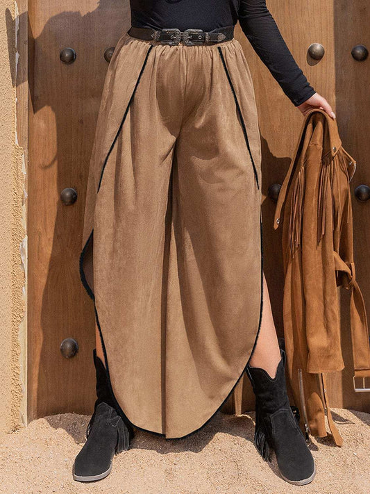 Plus Size Slit Wide Leg Pants - Trendsi - Flyclothing LLC