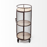 Rectangular Black And Gold Metal With Mirror Glass Shelves Bar Cart - Homeroots