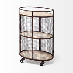 Rectangular Black And Gold Metal With Mirror Glass Shelves Bar Cart - Homeroots
