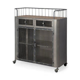 Rustic Metal Industrial Style Rolling Bar Cart - Homeroots