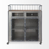 Rustic Metal Industrial Style Rolling Bar Cart - Homeroots