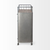 Rustic Metal Industrial Style Rolling Bar Cart - Homeroots