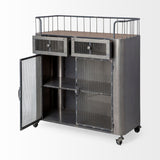 Rustic Metal Industrial Style Rolling Bar Cart - Homeroots